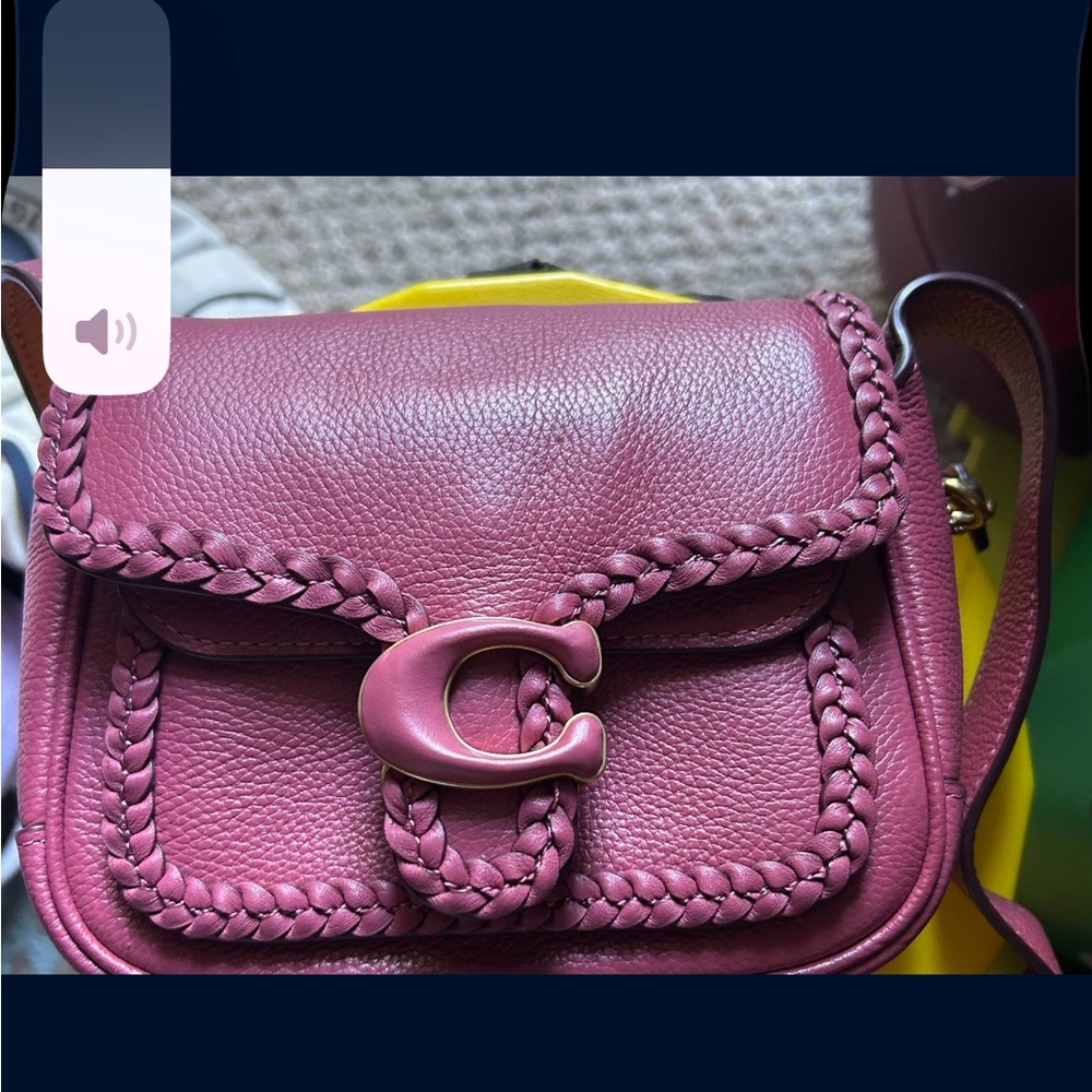 Coach Pink Crossbody Bag with Textured Leather Finish